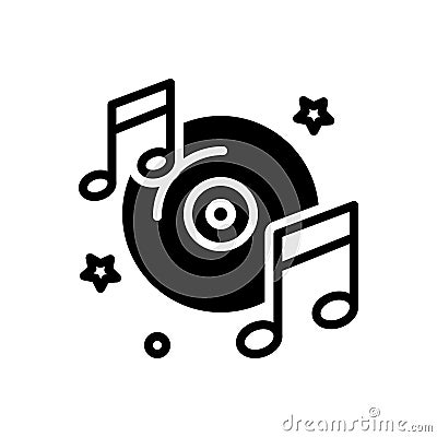 Black solid icon for Musically, concert and listening Vector Illustration