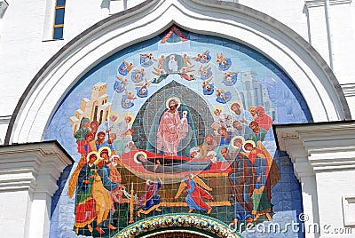 Icon non the Assumption Church facade in Yaroslavl Stock Photo