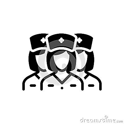 Black solid icon for Nurses, paramedic and profession Vector Illustration