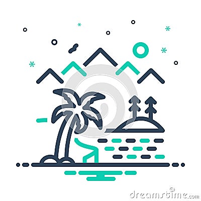 Mix icon for Oasis, saudi and desert Vector Illustration