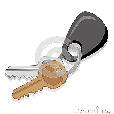 Icon, object illustration, key with key chain. keyring Vector Illustration