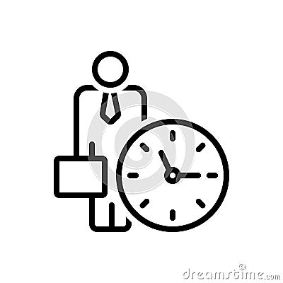 Black line icon for Office Clock, around the clock and time is running Vector Illustration