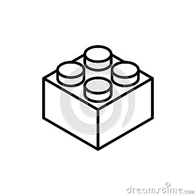 Icon outline building block on white background in isometric sty Vector Illustration
