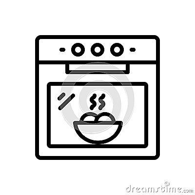 Black line icon for Oven, kitchen and electronics Vector Illustration