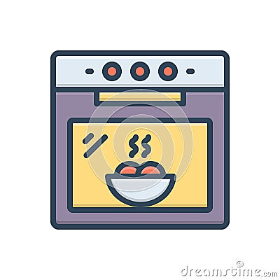 Color illustration icon for Oven, kitchen and electronics Cartoon Illustration