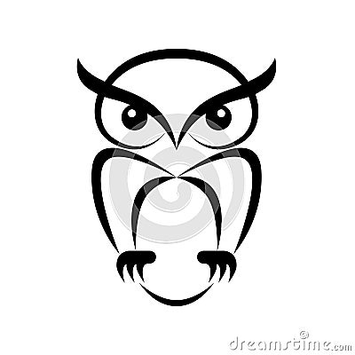 Owl graphic black sign. Logo Stock Photo