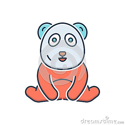 Color illustration icon for Panda, bear and cute Cartoon Illustration