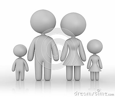 Icon of Parents And Children Standing Cartoon Illustration