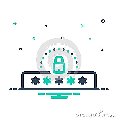 Mix icon for Password, cybersecurity and protection Vector Illustration