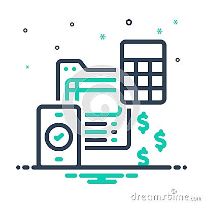 Mix icon for Payable, banking and amount Vector Illustration