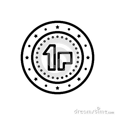 Black line icon for Penny, cash and coin Vector Illustration