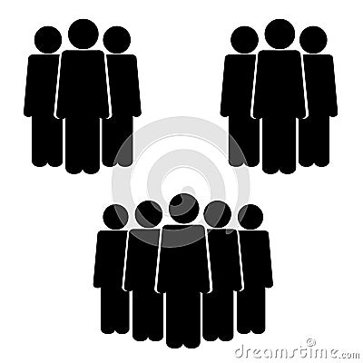 Icon of people crowd icon black on white background. Vector Illustration