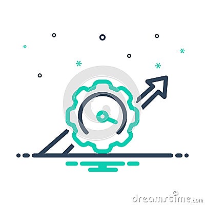 Mix icon for Performing, cogwheel and speedometer Vector Illustration