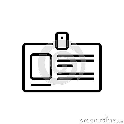 Black line icon for Personal Id, intimate and secret Vector Illustration