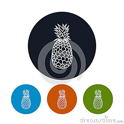 Icon Pineapple in the Contours Vector Illustration