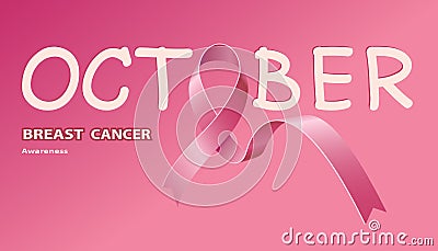 Icon Pink Ribbon for breast cancer awareness Vector Illustration