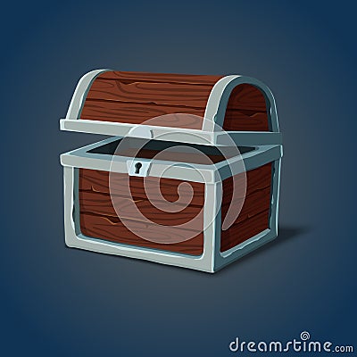 Opened wooden chest or pirate crate icon Vector Illustration