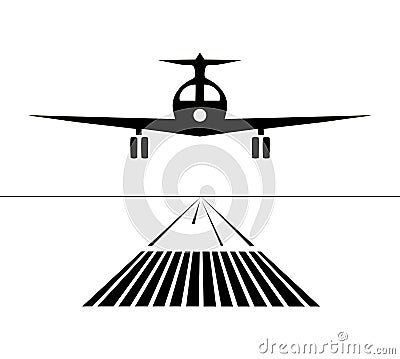 Icon plane lands on the runway isolated. vector Vector Illustration