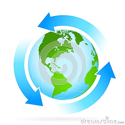 Icon Planet Earth with Arrow Vector Illustration