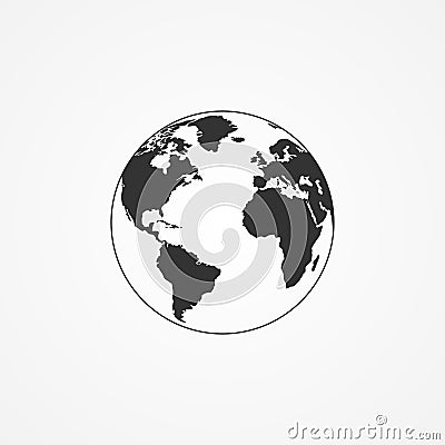 Icon of the planet earth. Vector Illustration