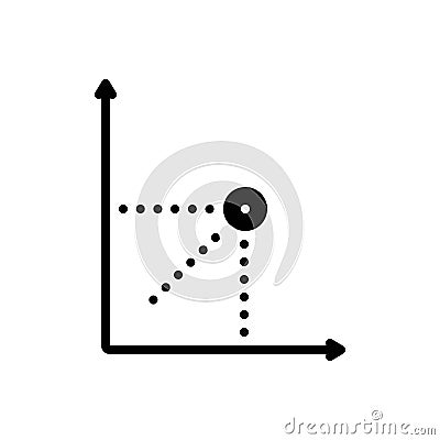 Black solid icon for Point, line and axis Vector Illustration