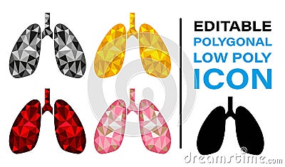 Lungs Icon Logo in Colorful Polygonal Low Poly. Colorful abstract Icon Vector Vector Illustration