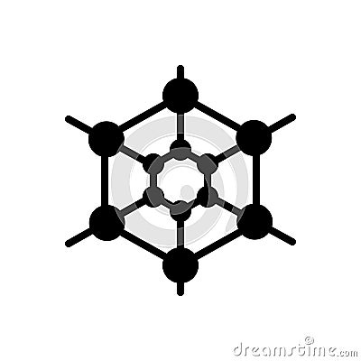 Black solid icon for Polymer, molecule and polypropylene Vector Illustration