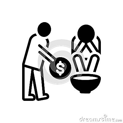Black solid icon for Poor, indigent and poverty Vector Illustration