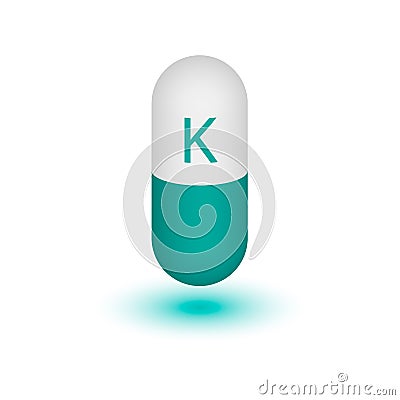 The icon of the potassium mineral of blue color. Vector Illustration