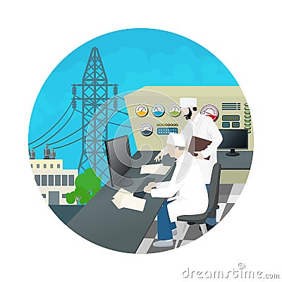 Icon Power Station Vector Illustration