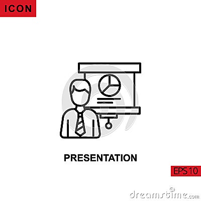 Icon presentation with presentation employee. Vector Illustration