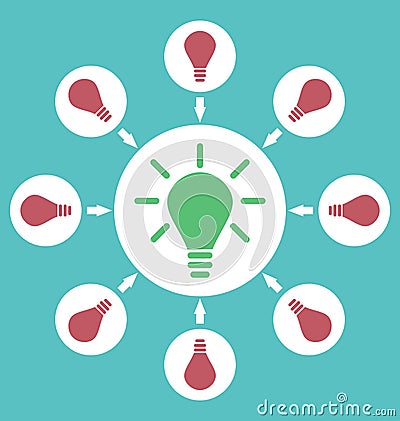 Icon process of generating ideas to solve problems, birth of the Vector Illustration