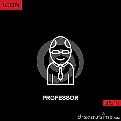 Icon professor vector on black background Vector Illustration