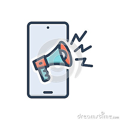 Color illustration icon for Promoting, megaphone and speaker Vector Illustration