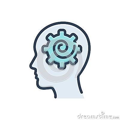 Color illustration icon for Psych, psychologist and brain Cartoon Illustration