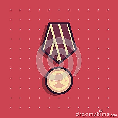 Icon of public commemorative award medal. Vector Illustration