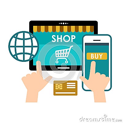 Icon purchases in the online store. Internet market. Vector Illustration