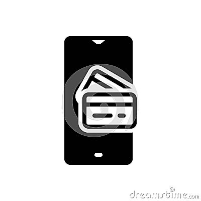 Black solid icon for Purchasing, purchase and card Vector Illustration