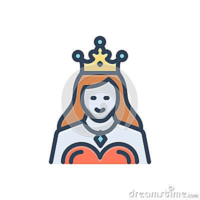 Color illustration icon for Queen, highness and mother Vector Illustration