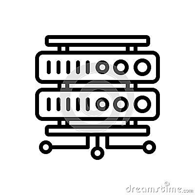 Black line icon for Rackmount Server, datacenter and website Vector Illustration