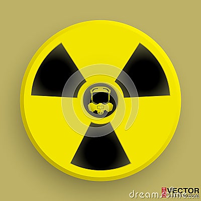 Icon radiation symbol with gas mask Vector Illustration