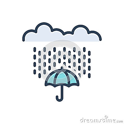 Color illustration icon for Rain, rainfall and cloud Cartoon Illustration