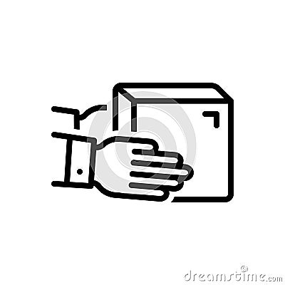 Black line icon for Receivers, collect and box Vector Illustration