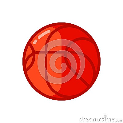 Icon of red basketball ball in flat style. Vector Illustration