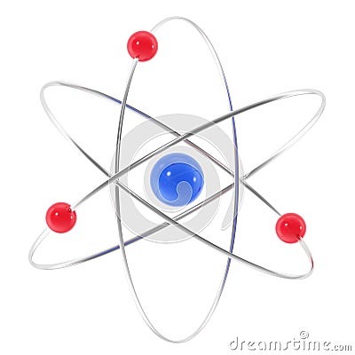 Icon red and blue atom. Cartoon Illustration