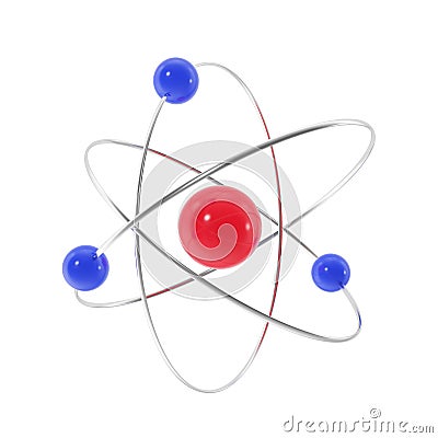 Icon red and blue atom. Cartoon Illustration