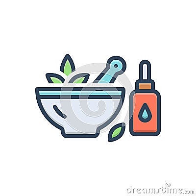 Color illustration icon for Remedy, treatment and herbal Cartoon Illustration