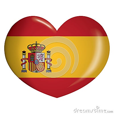 Icon representing Spain heart button flag Vector Illustration