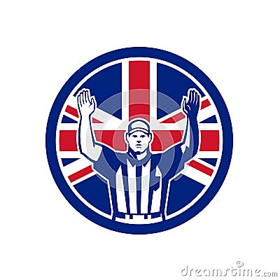 British American Football Referee Union Jack Flag Icon Vector Illustration