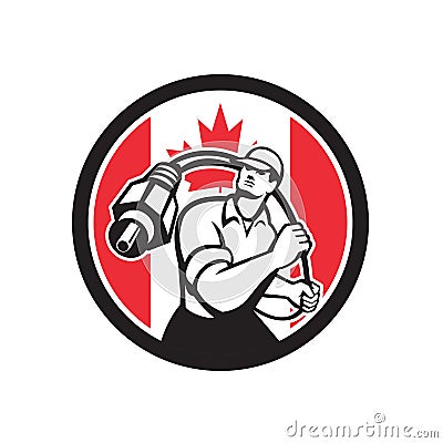 Canadian Cable Installer Canada Flag Icon Vector Illustration